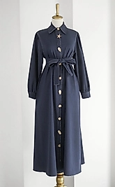 Gold düğmeli Denim gömlek laci