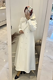 Şal yaka Ceket Pardesü Beyaz