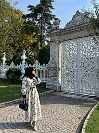 Desenli Keten Gömlek  Elbise