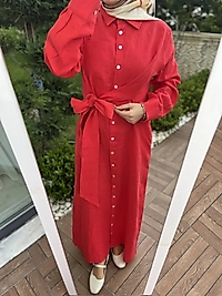 Keten Gömlek Elbise