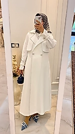 Taş Trenç 8 düğme  (Ön sipariş beyaz)