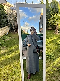 Çelik Örme Uzun Hırka Gri